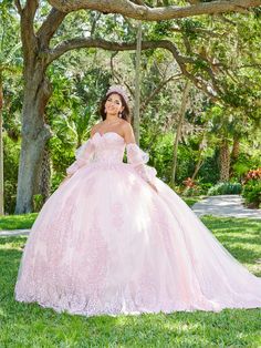 Look like a fairy-tale Princess in this embroidered lace applique long strapless puff sleeve dress with A-line skirt by House of Wu 26076. This beautiful quinceañera ball gown features a strapless sweetheart corset bodice embellished with beaded embroidery, a floor length A-line skirt finished with a lace appliqued hemline, a lace-up back, and a train. The removable puff sleeves are included - giving you a versatile look! House of Wu Quinceanera Collection Spring 2024 Style Number: 26076 Fabric: Quinceanera Collection, Sweetheart Corset, Quinceanera Photography, Debutante Ball, Gown Skirt, Princess Ball Gowns, 2024 Style, Ball Gown Skirt, Corset Bodice