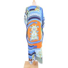 Light Blue Graffiti Loose Beach Kimono Dress Colorful Summer Beach Maxi Dress, Colorful Patterned Maxi Dress For Beach In Summer, Colorful Pattern Maxi Dress For Beach In Summer, Colorful Pattern Maxi Dress For Summer Beach, Blue Beachwear Maxi Dress For Summer, Blue Maxi Dress With Colorful Pattern For Vacation, Blue Summer Maxi Dress For Vacation, Blue Summer Beach Dress For Vacation, Blue Maxi Dress For Vacation