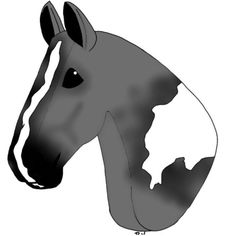 a horse's head is shown in black and white, with an oval shape