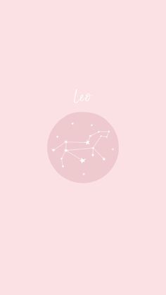 the zodiac sign leo is shown on a pink background with white stars in the sky