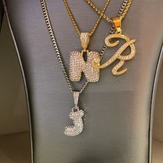 New Stainless Steel Initial Necklace With Cz Stones Chain 18 With Extension To Adjust Length L Only Iced Out Diamond Rhinestone Necklace Gift, 15 Gifts, Cz Stone, Initial Necklace, Fashion Watches, Womens Jewelry Necklace, Initials, Jewelry Necklaces, Necklaces