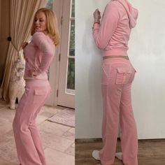 Womens 2000s Outfits, Tracksuit Outfit Women 2000s, 2000s Fashion Tracksuit, 2000 Juicy Couture, Juicy Couture Track Suit Vintage, Y2k Juicy Couture Tracksuit, Light Pink Tracksuit, Light Pink Juicy Couture Tracksuit, Juicy Couture Tracksuit Outfit Ideas