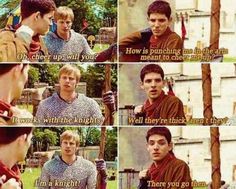 Gotta love Merlin and Arthur, best of friends, who fought like brothers. Merlin Merlin, Clean Funny, Bradley James, Geek Culture