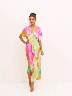 Season:Summer; Fabric:Polyester; Sleeve Length:Short Sleeve; Gender:Women's; Style:Elegant; Occasion:Date; Fit Type:Loose Fit; Dresses Type:A Line Dress; Pattern:Ombre; Design:Print; Neckline:V Neck; Brand:Shall We; Front page:FF; Listing Date:06/19/2024; Bust:null; Hips:null; Length:null; Shoulder Width:null; Waist:null; Fit US Size:null; Fit UK Size:null; Fit EU Size:null; Dress Length Type:Midi Dress; Print Type:Print V-neck Maxi Dress For Beach Cover-up In Summer, Multicolor V-neck Beach Dress For Day Out, V-neck Dresses For Summer Parties, Spring V-neck Beach Dress Cover-up, Flowy Midi Dress For Spring Beach Cover-up, Summer Multicolor V-neck Maxi Dress, Pink V-neck Sundress For Beach, Pink V-neck Sundress, Spring Beachwear Midi Dress For Brunch