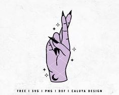 a hand making the middle finger sign with stars around it and text reading free i've png i dxf calyxa design