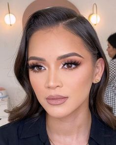 Civil Wedding Make Up Look, Neutral Party Makeup, Bridal Makeup For Brown Eyes Hooded, Soft Glam Wedding Makeup Hooded Eyes, Classy Baddie Nails Almond, Makeup Looks With Green Dress, Nude Makeup For Wedding, Small Eye Makeup Looks, Soft Matte Makeup Look