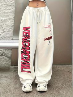 Faster shipping. Better service Sweatpants Women, White Sweatpants, Estilo Indie, Oversized Pants, Women Cargo Pants, Hip Hop Streetwear, Women Cargos, Loose Pants