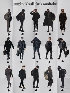 Jungkook With Black Outfit, Jungkook Clothes Fashion Styles, Jungkook Style Black, Suga Fashion Style, Jungkook All Black Outfit, Jimin Core Outfits, Jungkook Style Outfit Girl, Jungkook Fashion Style, Jungkook Style Outfit