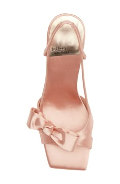 A graceful bow and smooth satin bring contemporary elegance to an occasion-ready sandal fashioned with a slingback strap and kitten heel. 2 1/2" heel Textile upper/synthetic lining and sole Imported Sandals With Bow, Bow Heels