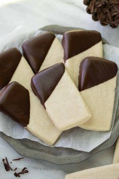 several pieces of chocolate and marshmallow on a plate