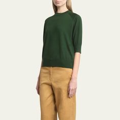 Dries Van Noten "Tuan" knit sweater Crew neckline Three-quarter sleeves Relaxed fit Pullover style Merino wool Unlined Imported Dries Van Noten, Pink Sweater, Wool Sweater, Quarter Sleeve, Three Quarter Sleeves, Wool Sweaters, Three Quarter, Black Sweaters, Pullover Styling