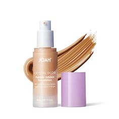 Introducing your skin, illuminated. The newest member to the Crystal Glow collection, this foundation camouflages imperfections with a naturally dewy, second-skin finish and radiance-boosting skincare ingredients. The JOAH Crystal Glow Peptide-Infused Foundation is formulated to deliver a naturally radiant finish that lasts all day. With an infused blurring primer that minimizes your pores and a boosting blend of skincare, this 3-in-1 triple threat foundation works overtime to hide fine lines, spots and blemishes. Featuring a lightweight formula with medium and buildable coverage, this all-in-one liquid makeup foundation camouflages into your complexion to cover imperfections and smoothen your skin for a natural radiant finish. This skin-boosting Korean beauty product is infused with hyalu Perfect Complexion, Liquid Makeup, Glow Foundation, Eye Concealer, Luminizer, Skin Repair, Makeup Primer, Face Primer