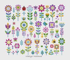 a cross stitch pattern with flowers on it