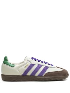 Adidas Samba OG Leather Sneakers - Farfetch Sporty Purple Sneakers With Gum Sole, Purple Sporty Sneakers With Vulcanized Sole, Adidas Purple Leather Sneakers, Purple Leather Adidas Sneakers, Adidas Purple Sneakers With Round Toe, Purple Adidas Sneakers With Round Toe, Purple Adidas Sneakers, Adidas Samba Og, Samba Og