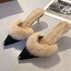 Material: Faux Fur , Heel Height: 8 cm | 3.1 in Get ready to conquer the concrete jungle with the Montana Heel! These elegant fur slippers feature a pointed toe design that is perfect for any autumn adventure. With a slight heel and cozy furry slides, these mules will add a touch of sophistication to any outfit. Step into comfort and style with the Montana Heel. Elegant Fashion Outfits, Cut Clothes, Elegant High Heels, Heeled Mules Sandals, High Heels Shoes, I'm With The Band, Fur Slippers, Yoga For Men, Carrie Bradshaw