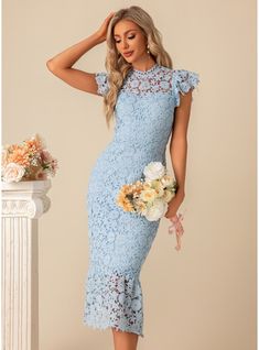 JJ's House No Flower Jacquard Lace Midi High Neck Illusion Spring Summer Trumpet/Mermaid Yes Blue S Height:5.7ft(174cm) Bust:33.5in(85cm) Waist:26in(66cm) Hips:36in(91cm) Reception Dress. #JJ's House #No #Flower #Jacquard #Lace #Midi #HighNeck #Illusion #Spring #Summer #TrumpetMermaid #Yes #Blue #S #Reception #Dress Blue Lace Midi Dress, Lace Pencil Dress, Blue Lace Dress, Floral Cocktail Dress, House No, White Caps, Lace Blue Dress, Reception Dress, Lace Midi