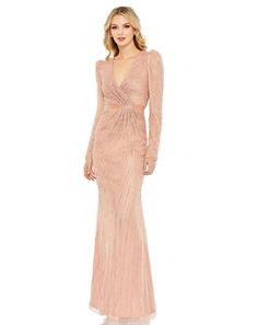 Sequined Wrap Over Long Sleeve Gown Midnight Rose, Sleeve Gown, Long Sleeve Gown, Rose Style, Mac Duggal, Rose Color, Sleeve Dress, Bodice, Sequin