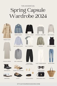 If you are looking for inspiration for spring outfits, this spring capsule wardrobe edition for 2024 is your answer. This elevated, effortless, and classic casual spring capsule wardrobe will take you from day to night. Spring outfits 2024 trends Capsule Wardrobe Casual, Capsule Wardrobe Women, Spring Summer Capsule Wardrobe, Fashion Capsule Wardrobe, Spring Capsule, Spring Capsule Wardrobe, Summer Capsule Wardrobe, Capsule Outfits, Mode Casual