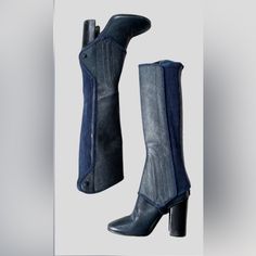 Tory Burch Boots (Black) With Removable Navy Blue Boot Spats Navy Blue Boots, Tory Burch Boots, Black Chelsea Boots, Tory Burch Shoes, Shoes Heels Boots, Chelsea Boots, Blue Black, Shoes Women Heels, Heeled Boots