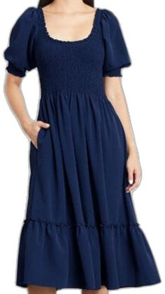 Blue Peasant Dress With Ruffles, Cher Dress, Laura Dresses, Nap Dress, Daphne Dress, House Dresses, Hill House, Smock Top, Navy Midi Dress