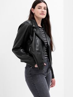 Vegan-Leather Moto Jacket