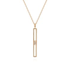 This delicate mini baguette diamond necklace exudes refined elegance with its minimalist design. Featuring a single, slender baguette diamond that sparkles brilliantly.Perfect for everyday wear or layering with other pieces, this dainty necklace adds a touch of understated luxury to any ensemble. Petite Baguette Diamond Necklace, Baguette Diamond Necklace, Dainty Diamond Necklace ● Material : 14k Rose Gold  ● Diamond Cut: Round ● Baguette Cut ● Product weight - 2.55 grams ● Number of Stones: 2 Luxury Everyday Baguette Cut Necklace, Luxury Baguette Diamond Rectangular Pendant Jewelry, Elegant Baguette Diamond Necklace, Minimalist Diamond Necklace With Baguette Diamonds, Minimalist Baguette Diamond Necklace, Minimalist Diamond Necklace With Baguette Cut, Elegant Rectangular Bar Necklace, Minimalist Necklace With Baguette Cut Diamonds, Baguette Diamond Necklace