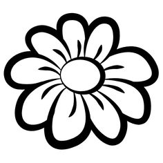 a flower that is black and white with the center petals facing upward, it appears to be an outline