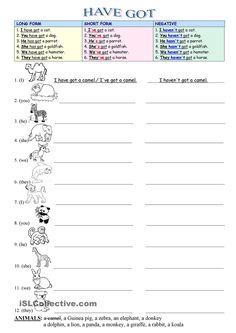 worksheet for children to learn how to read the word have got in english