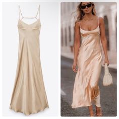 New With Tags Bloggers Favorite! Zara Satin Dress, Zara Midi Dress, Cream Midi Dress, Zara Maxi Dress, Zara Black Dress, Famous Dress, Embroidered Midi Dress, Ribbed Midi Dress, Satin Midi Dress