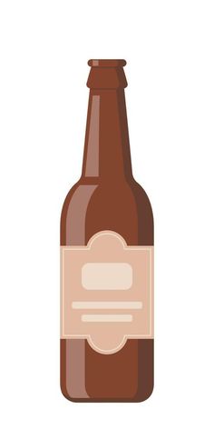 Brown beer bottle on white background. Flat style vector illustration. Illustrator Ideas, Beer Illustration, Food Illustration Design