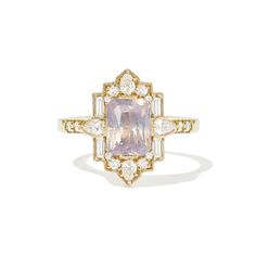 Champagne Diamond Toi et Moi Ring | Berlinger Jewelry Berlinger Jewelry, Wide Engagement Ring, Matching Wedding Ring Sets, Mosaic Ring, Matching Wedding Rings, Wedding Ring Styles, Wedding Day Jewelry, Traditional Diamond, Purple Sapphire