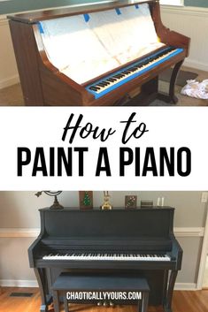 a piano with the words how to paint a piano on it and an image of a piano