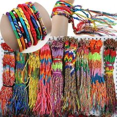 We don't offer the choice of color and style, we will send the product at random, you can understand Package included: 100Pcs Jewelry Lot Braid Friendship Cords Handmade Bracelets Style: Colorful Bracelets Condition: and High Quality!! Color: Randomly Send. Material: Cord Set A Watch Lightweight Open Hoops Size: One Size.  Color: Black.  Gender: male.  Age Group: adult. Braided Friendship Bracelets, Rainbow Bracelet, Discount Jewelry, Woven Bracelets, Tutorial Diy, Strand Bracelet, Cord Bracelets, Colorful Bracelets, Bangles Jewelry