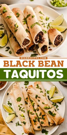 You'll love this main course idea! It's an easy taquito recipe. Mixed with chicken and cream cheese, these air fryer black bean taquitos are a family-friendly dinner! Vegetarian option included! Black Bean Recipes Easy, Healthy Black Bean Recipes, Vegan Black Bean Recipes, Taquito Recipe, Black Bean Taquitos, Chicken And Cream Cheese, Bean Taquitos, Can Chicken Recipes