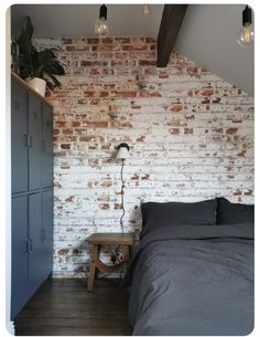 Brick Wall Bedroom Aesthetic, Brick Room Ideas, Loft Brick Wall, Brick Bedroom Ideas, Paint Bricks, Bedroom Brick Wall, Brick Wall Mural, Brick Wall Bedroom, Brick Bedroom