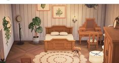 an animated image of a bedroom with furniture and decor