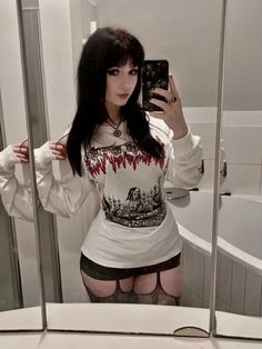 #altfashion #gothgirl #metalhead #deathmetal #metal #altgirl #goth #gothfashion #outfit #selfie Cute Alt Outfits, Goth Selfie, Cute Emo Outfits, Punk Style Outfits, Outfit Selfie, Alt Girls, Alt Fashion, Swaggy Outfits