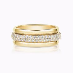 Luxury Stackable Rings With Thick Band, Luxury Stackable Rings With Thick Band For Formal Events, Luxury Yellow Gold Stackable Rings For Everyday, Formal Double Band Fine Jewelry Rings, Fine Jewelry Rings With Brilliant Cut And Thick Band, Formal 14k Gold Double Band Rings, Modern Yellow Gold Diamond Ring With Thick Band, Formal Yellow Gold Stackable Rings With Double Band, Formal Yellow Gold Double Band Stackable Rings