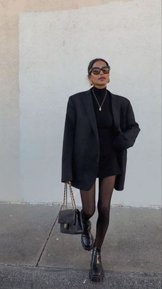 Adrette Outfits, Outfit Chic, Paris Mode, Cold Outfits, Neue Outfits, Looks Black, All Black Outfit