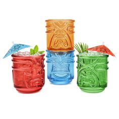 PRICES MAY VARY. UNIQUE TIKI GOD DESIGNS: Set includes 4 glasses, each uniquely designed to represent Polynesian deities like Kanaloa, Lono, Kū, and Kāne, adding cultural flair to your drinkware collection. STACKABLE TOTEM POLE STORAGE: Cleverly stack the glasses together to create a totem pole for compact and stylish storage when not in use. PREMIUM QUALITY CONSTRUCTION: Made from durable materials to withstand frequent use while maintaining clarity and elegance. IDEAL FOR TROPICAL COCKTAILS: P Tiki Glasses, Tropical Cocktails, Tiki Bar Decor, Tiki Drinks, Drinkware Sets, Cocktail Glassware, Tropical Drink, Tiny Prints, Totem Pole