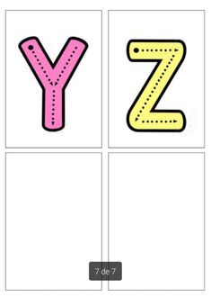 the letter y is for z and it has been cut out into four different shapes