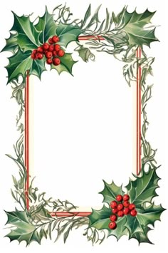 a holly wreath with red berries and green leaves on it, in the shape of a square