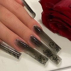 Dark Acrylic Nails, Hard Nails, Punk Nails, Goth Nails, Pretty Acrylic Nails, Dope Nails