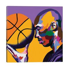 a painting of two basketball players facing each other