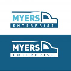 the logo for myers enterprise, which has been designed to look like a truck