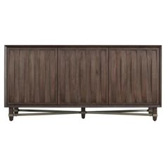 the sideboard is made out of wood and has three doors on one side, two drawers