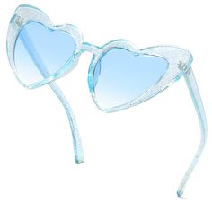 PRICES MAY VARY. ❤️【HEART SHAPED STYLISH DESIGN】This heart shaped sunglasses is fashion modern style brand design, Containing bling glitter powder on the frame, the transparent frame is both elegant and cool.It’s the perfect accessory for any outfit, can go with various of features and clothings. The most fashionable design, the perfect cover your eyes. ❤️【UV400 LENS PROTECTION】 AISSWZBER's anti-glare lenses can block 100% of both UVA and UVB radiation. The lens can filter out glare from reflect Blue Heart Glasses, Trendy Heart-shaped Glass Sunglasses, Fashion Modern Style, Fancy Glasses, Crystal Sunglasses, Transparent Frame, High Fashion Accessories, Heart Glasses, Color Celeste