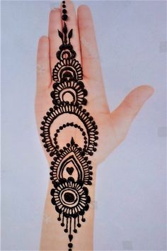 the hand is decorated with black henna