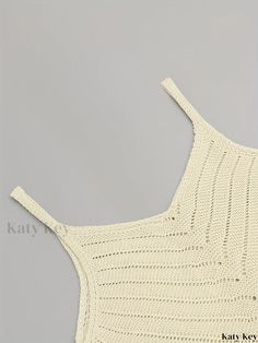 Katykey - Introducing the Eyelet Scallop Trim Knit Top: A Chic and Versatile Sleeveless Cami featuring a Casual V Neck Design, Ideal for Summer Wear and Womens Fashion. V Neck Design, Scallop Trim, Acrylic Material, Summer Wear, Neck Designs, Knit Top, Knitted Fabric, Collar Styles, Trim