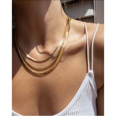 Gold-filled herringbone snake chains. Perfect for layering! 14K gold filled.4mm Wedding Types, Layering Necklaces, Herringbone Necklace, 18k Gold Necklace, Trendy Necklaces, Chains Necklaces, Brass Charms, Shiny Things, Fine Jewels